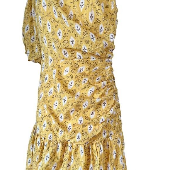 VERONICA BEARD Virginia Dress One Shoulder Floral Layered Yellow Cotton 6 NWT - Picture 11 of 12